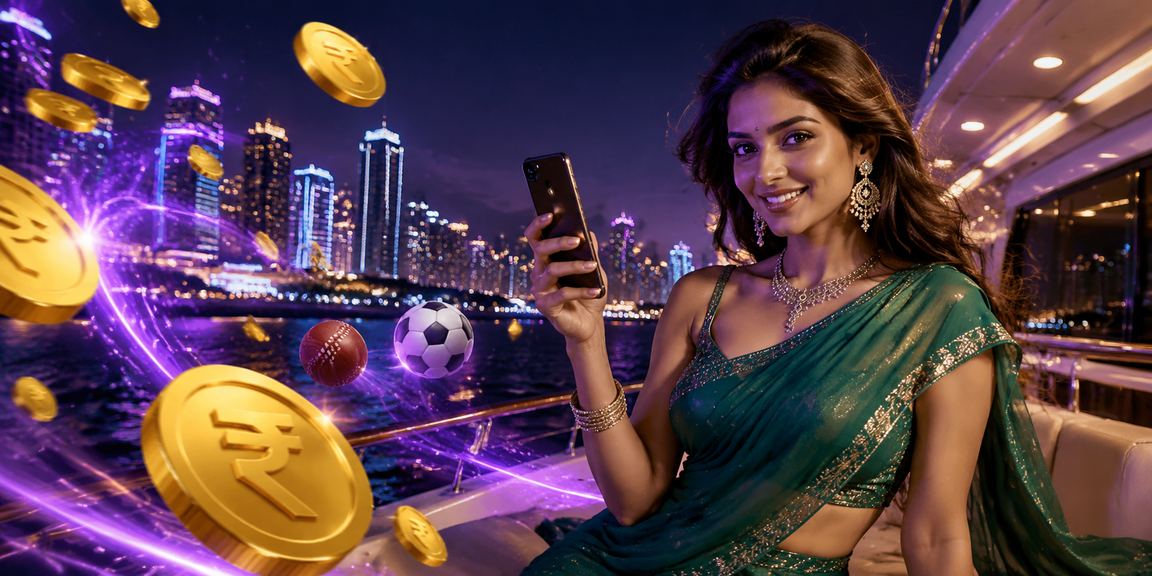 Indian woman placing responsible sports bets in urban setting