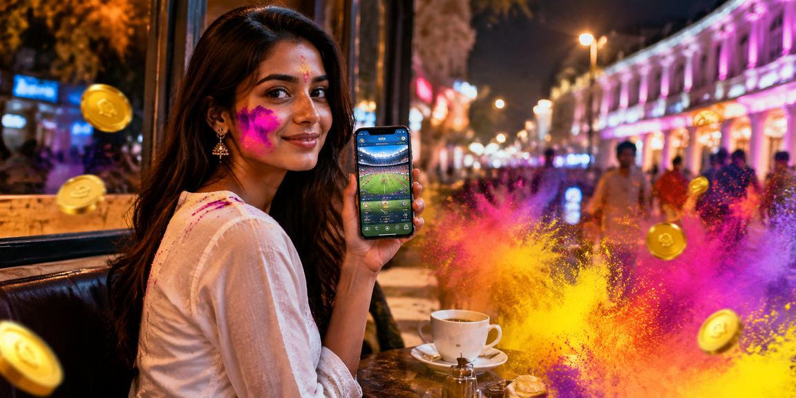 Crowds enjoying football betting during Holi festival in Delhi